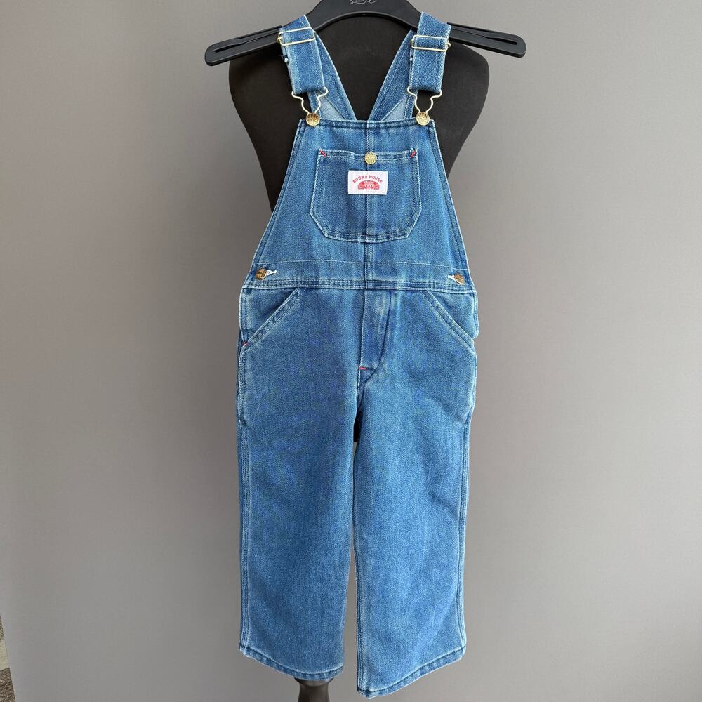 Vtg Kids Round House denim overalls - Western Cowboy Farmer Rancher Rodeo Size 4